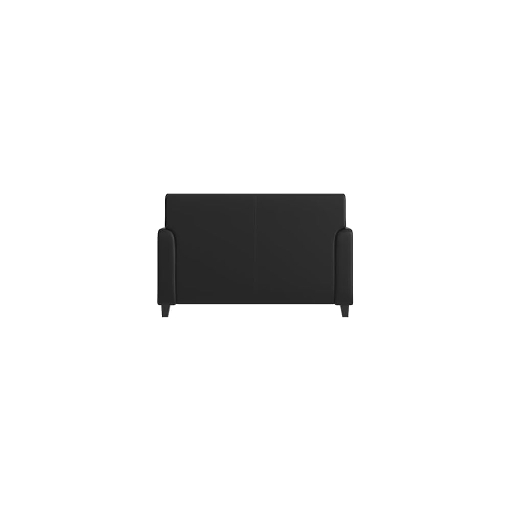 LeatherSoft Reception Loveseat with Charging Station, Black