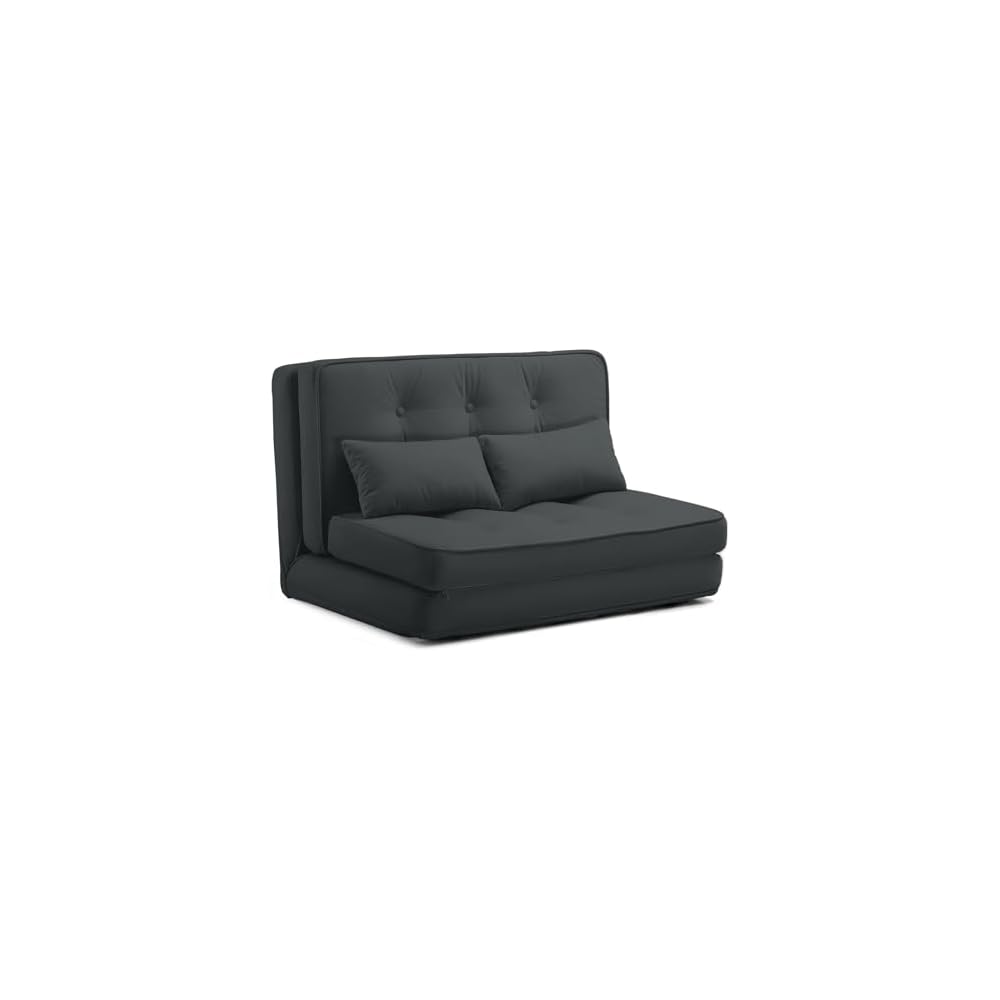 Folding Sofa Bed, Convertible Floor Sofa with Pillows, Fabric Floor Couch & Memory Foam Foldable Mattress with Washable Cover for Living Room, Guest Room, Dorm (Black)