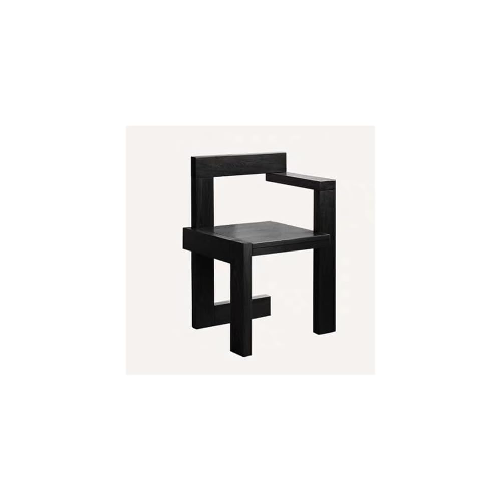Vintage Retro Dining Chair Set - Solid Wood Accent Chairs for Living Room & Balcony - Stylish Vanity Chairs - Practical & Durable (Black, 2-Pack)