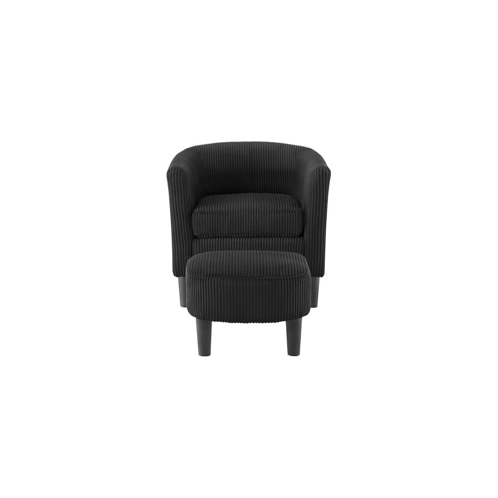 Modern Accent Chair - Upholstered Corduroy Armchair with Foot Rest, Comfy Single Sofa Chair for Living Room, Bedroom, Office, Stylish Furniture for Home Décor