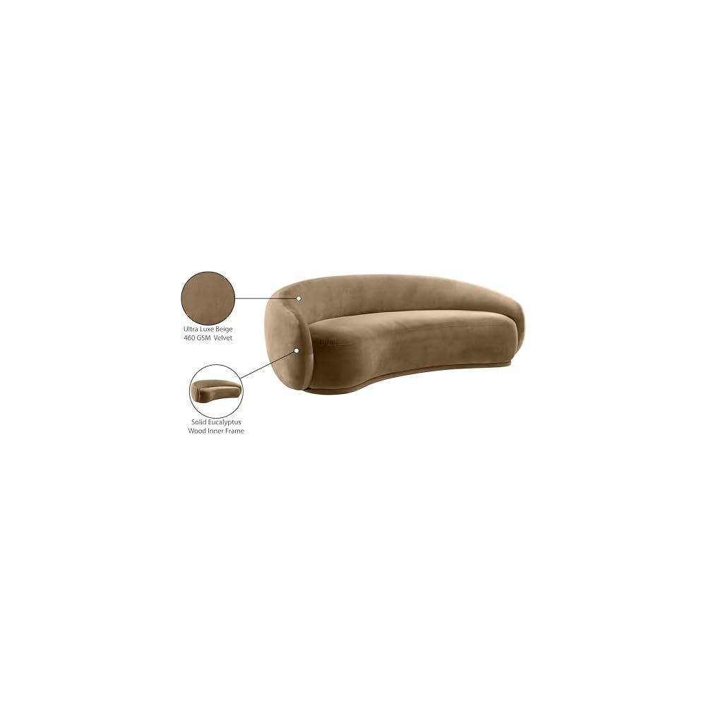 44044Beige-S Emery Collection Modern | Contemporary Sofa with Ultra Luxe Beige 460 GSM Velvet, Solid Eucalyptus Wood Inner Frame, 93" W x 45.5" D x 31" H, Beige