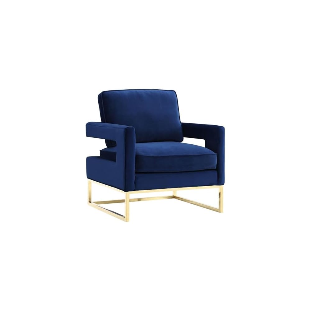The Avery Collection Modern Style Living Room Den Velvet Upholstered Armchair with Gold Legs, Pink
