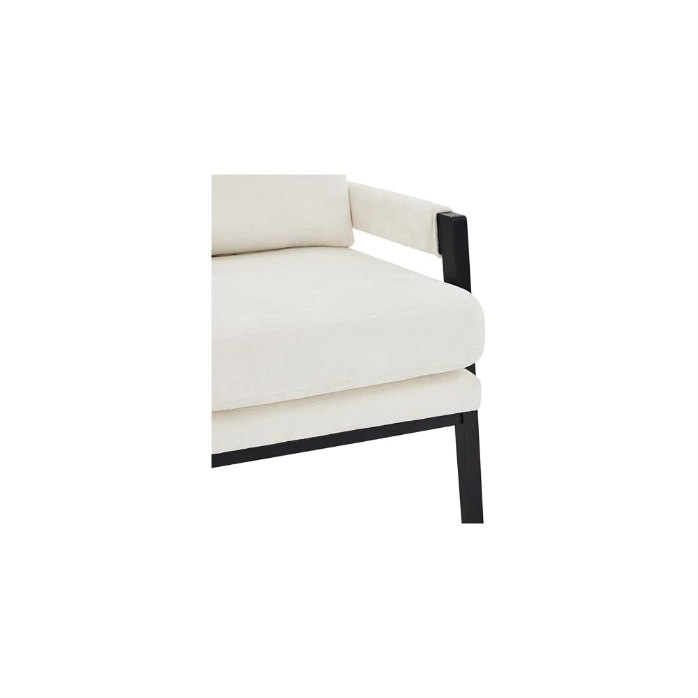 Kelly Mid-Century Modern Chenille Upholstered Accent Armchair, White