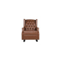 Carey Tufted Wingback Rocking Chair - Faux Leather - Cognac Brown/Dark Brown