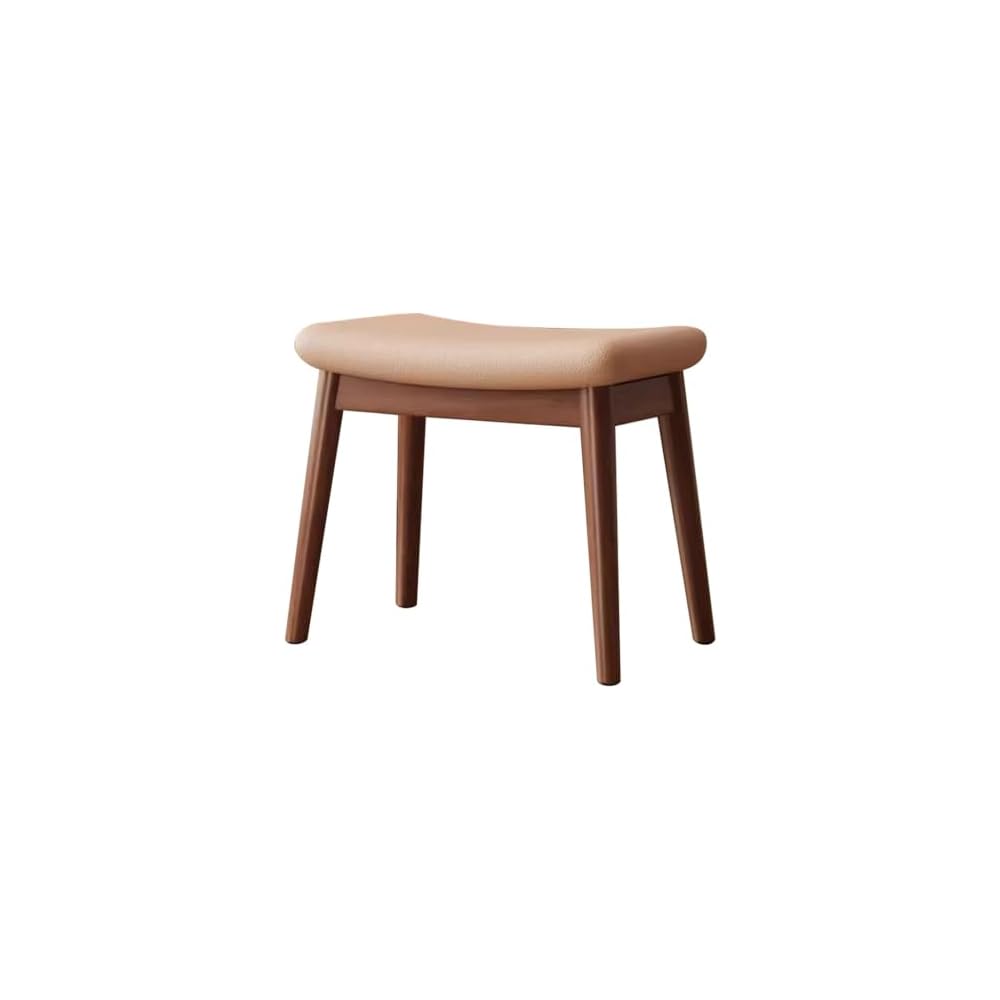 Solid Wood Dressing Table Stool for Girls Bedroom Square Makeup Chair for Entryway Kitchen Living Room Study Room Office Dark Brown