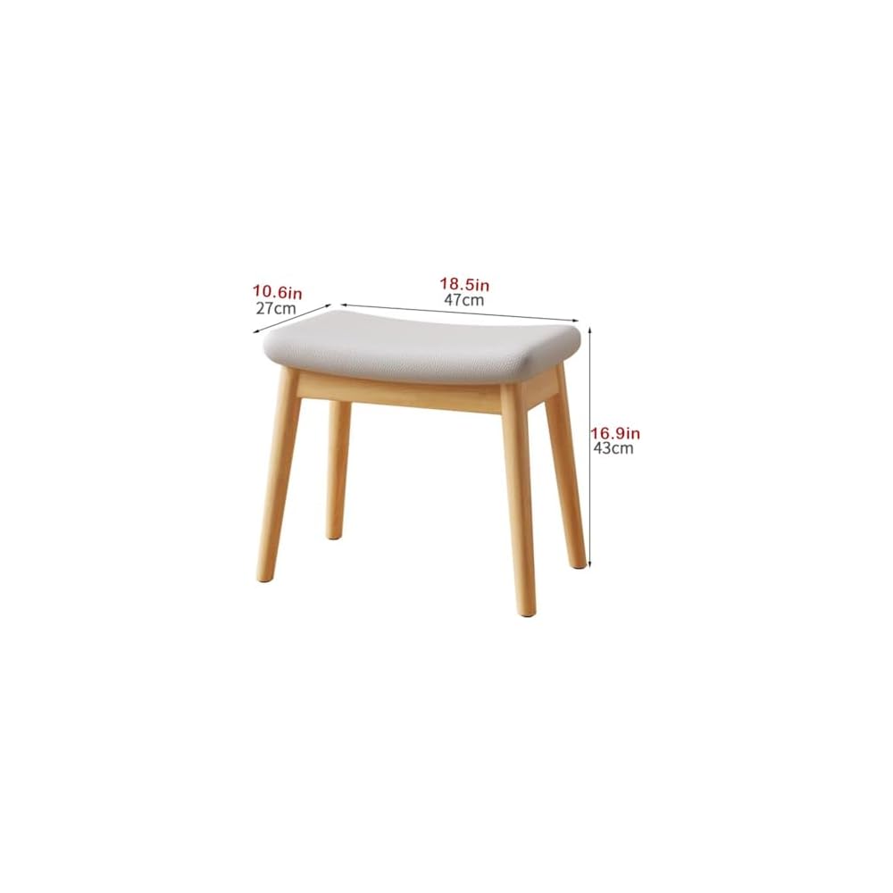 Solid Wood Dressing Table Stool for Girls Bedroom Square Makeup Chair for Entryway Kitchen Living Room Study Room Office Dark Brown