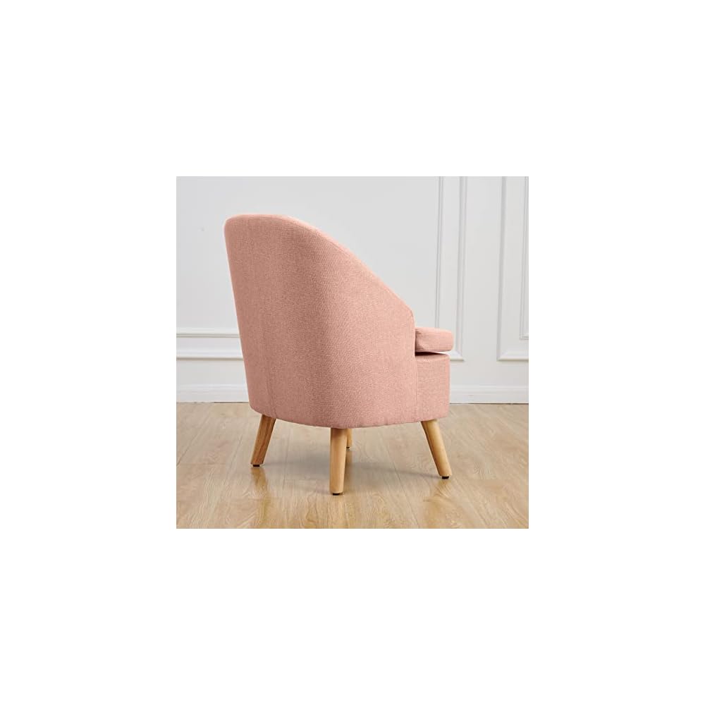 Accent Upholstered Club Cute Dirty Pink Tub Chairs with Barrel Style, Comfortable Round Side Sofa Chair Sitting Sofa Chair for Living Room Bedroom Small Spaces
