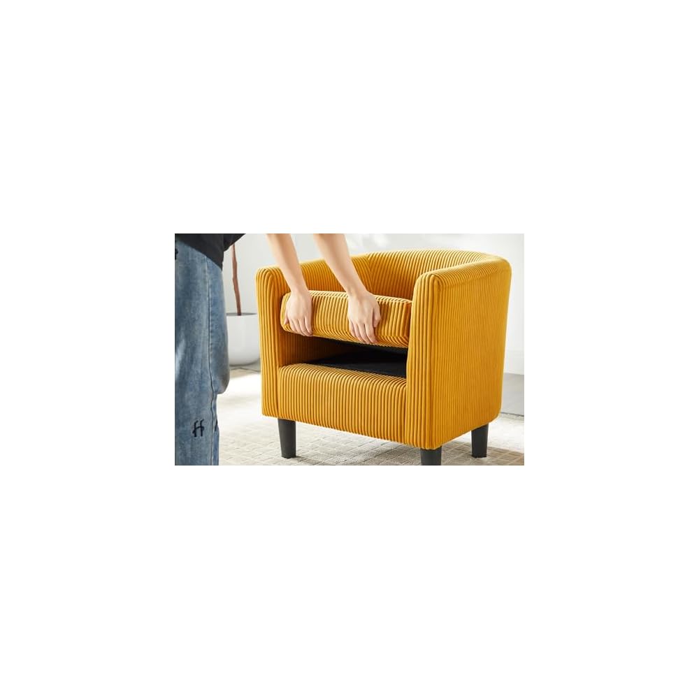 Modern Accent Chair - Upholstered Corduroy Armchair with Foot Rest, Comfy Single Sofa Chair for Living Room, Bedroom, Office, Stylish Furniture for Home Décor