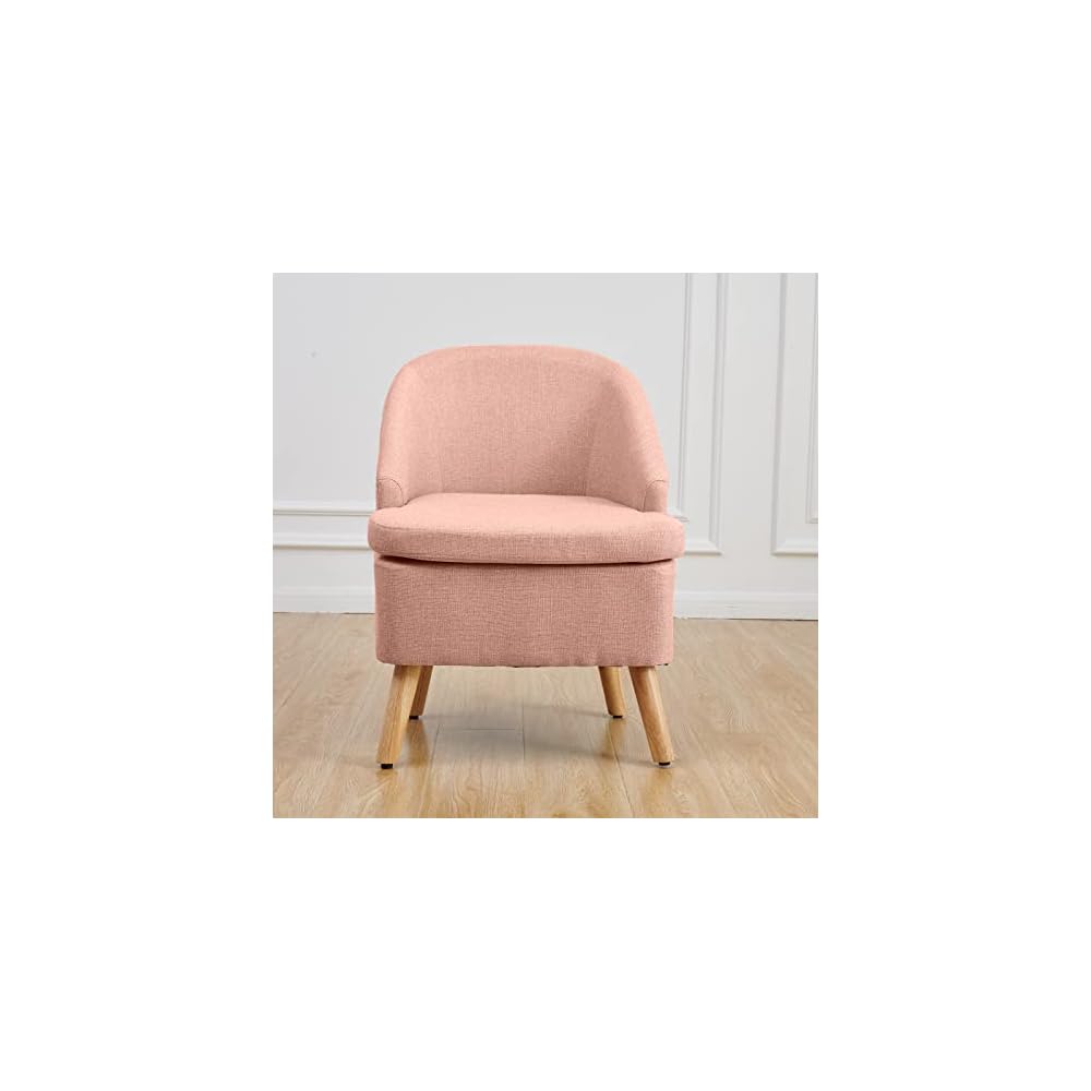 Accent Upholstered Club Cute Dirty Pink Tub Chairs with Barrel Style, Comfortable Round Side Sofa Chair Sitting Sofa Chair for Living Room Bedroom Small Spaces