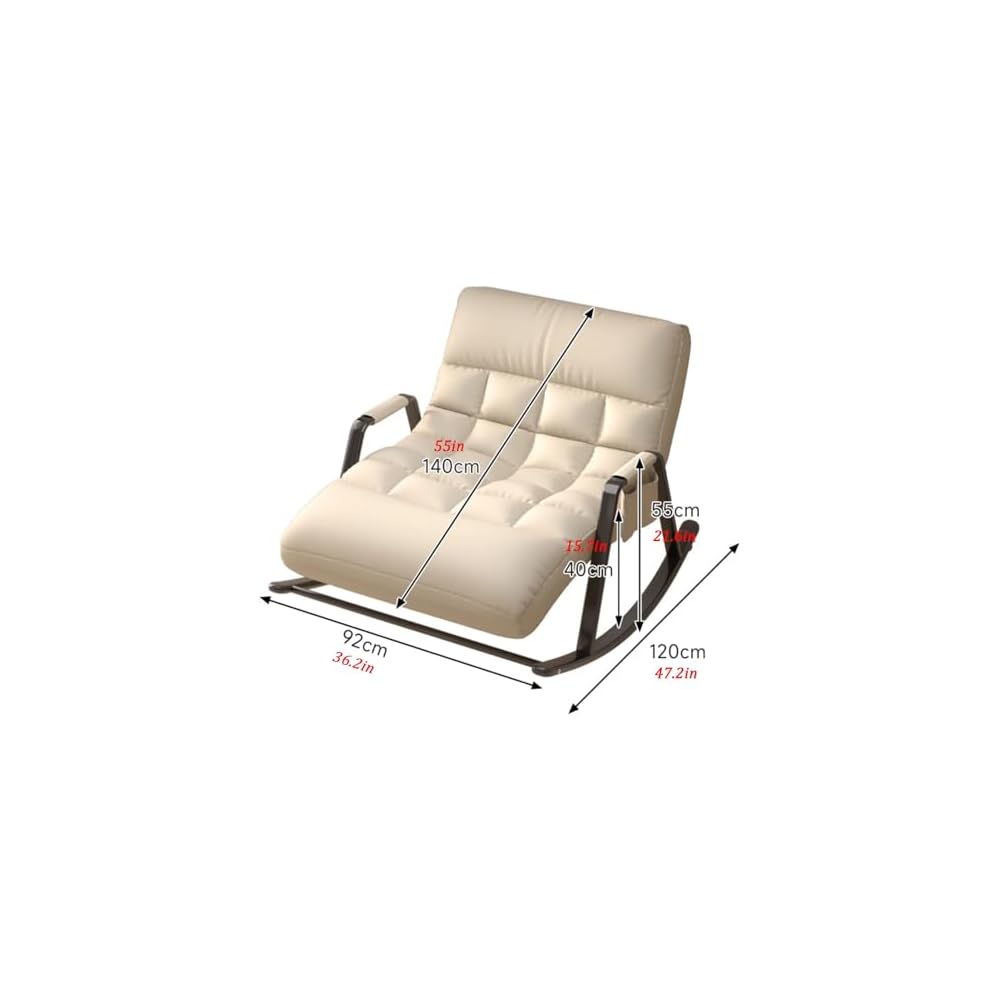Upholstered Rocking Chair, Double Rocker Chair with Side Pocket, Modern Relaxing Chair with Backrest, Armchair with Foot Lever, Bearing Capacity 250KG, for Bedroom, Living Room (Color : Or