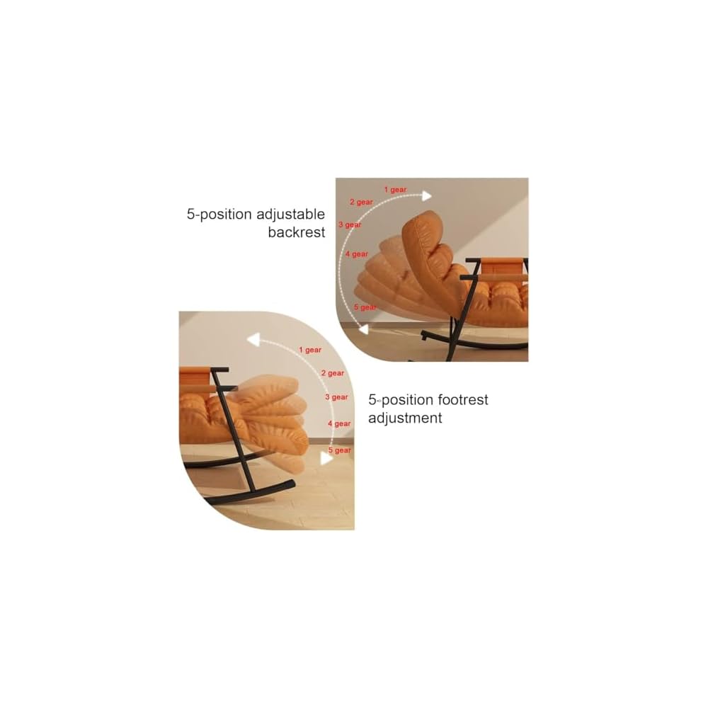 LSLYTQ Indoor Rocking Chair Adult Armchair Accent Chair Living Room Chairs Armchair Back Adjustable, Thick Padded and Metal Frame Leisure Sofa Rocking Chair