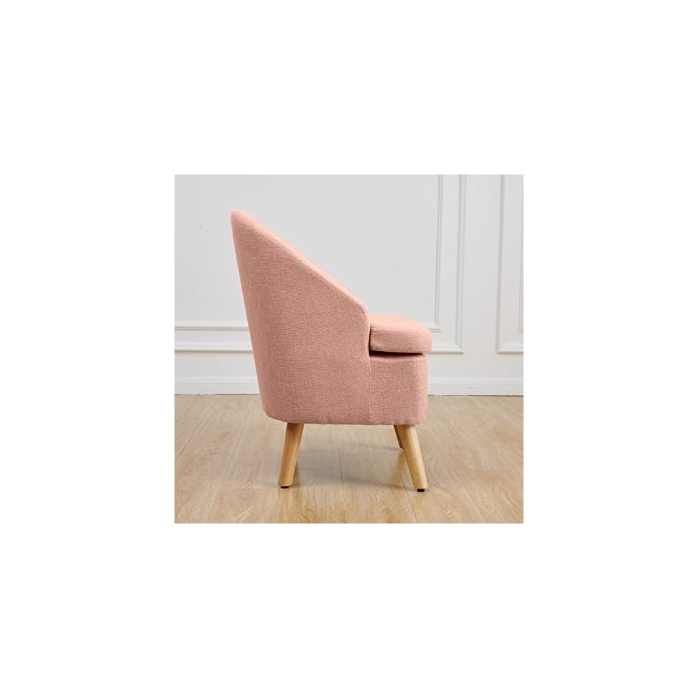 Accent Upholstered Club Cute Dirty Pink Tub Chairs with Barrel Style, Comfortable Round Side Sofa Chair Sitting Sofa Chair for Living Room Bedroom Small Spaces
