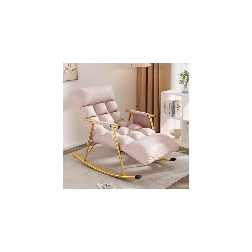 LSLYTQ Indoor Rocking Chair Adult Armchair Accent Chair Living Room Chairs Armchair Back Adjustable, Thick Padded and Metal Frame Leisure Sofa Rocking Chair