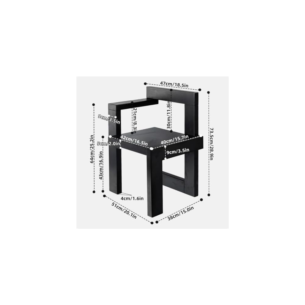 Vintage Retro Dining Chair Set - Solid Wood Accent Chairs for Living Room & Balcony - Stylish Vanity Chairs - Practical & Durable (Black, 2-Pack)