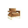 The Avery Collection Modern Style Living Room Den Velvet Upholstered Armchair with Gold Legs, Pink