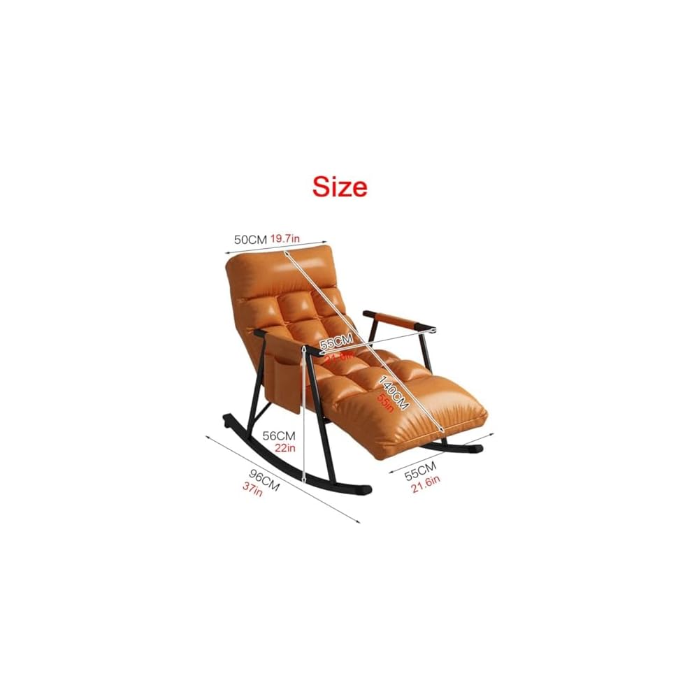 LSLYTQ Indoor Rocking Chair Adult Armchair Accent Chair Living Room Chairs Armchair Back Adjustable, Thick Padded and Metal Frame Leisure Sofa Rocking Chair
