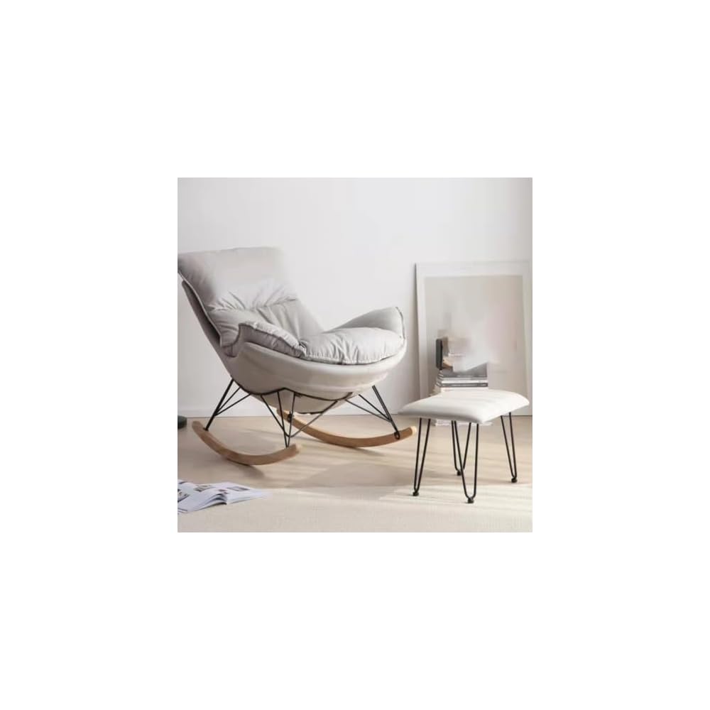 Leisure Sofa Rocking Chair ​and Footstool, Modern Armless Chair Recliner Chair,Sofa Chair for Bedroom,Balcony, Comfortable ​ Chair with Seat Cushion (Color : /Gray, Size : with