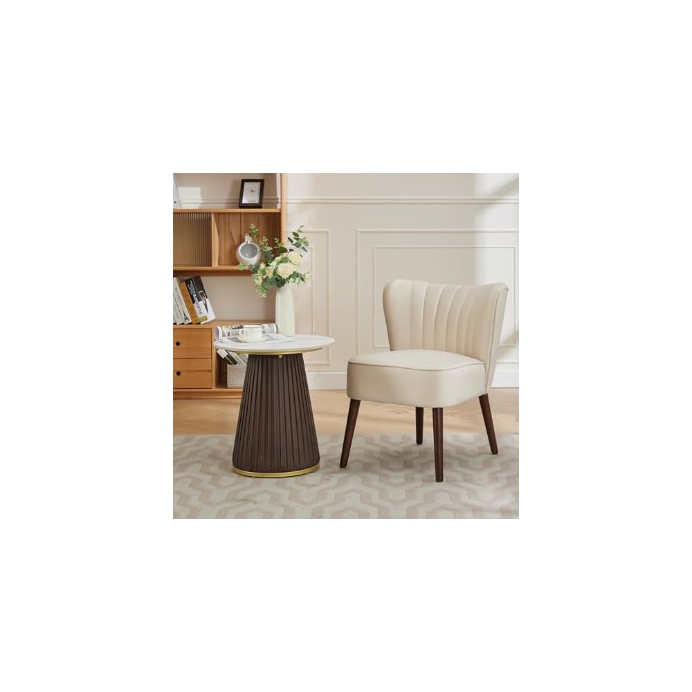 Modern Accent Chair, Padded Velvet Chair with Solid Wood Legs, Load Capacity 136 kg, Comfortable Lounge Chair without Armrests for Living Room, Bedroom, Office - Green