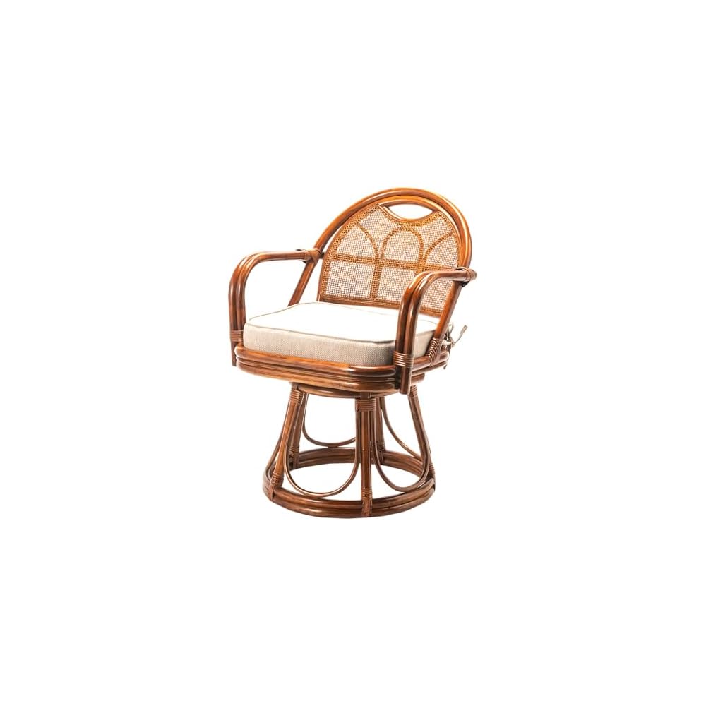 Otake Sangyo OT-407-1 Chair Swivel Rattan Rattan, Brown, 20.5 x 20.9 x 26.8 inches (52 x 53 x 68 cm), Rattan Chair High Type