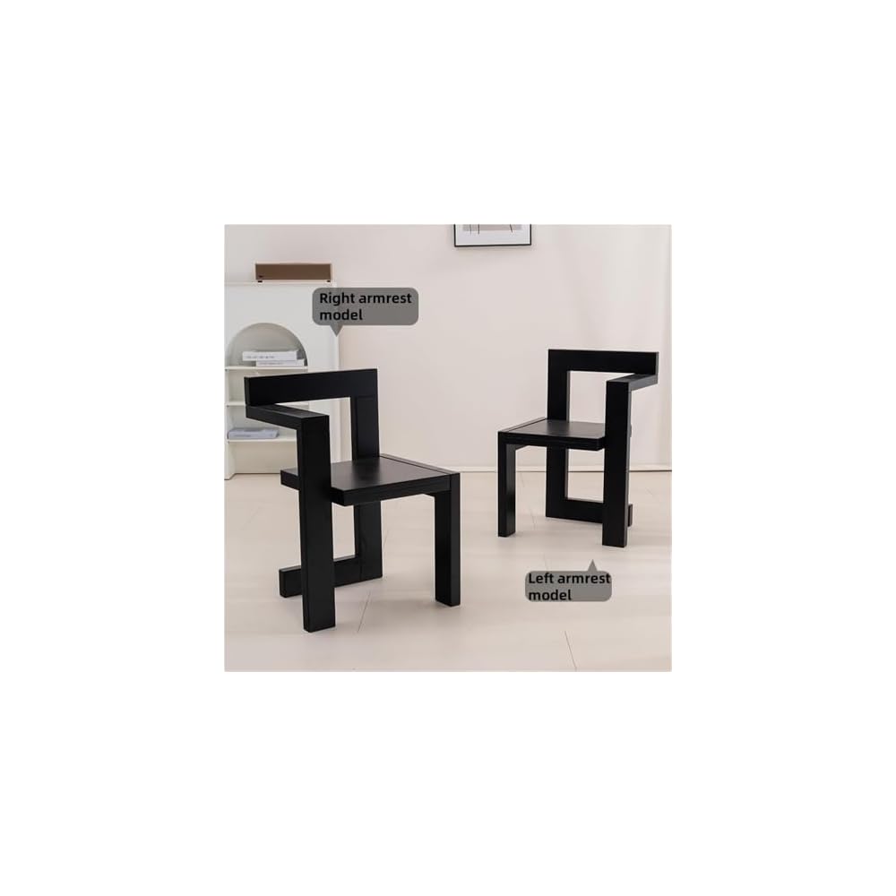 Vintage Retro Dining Chair Set - Solid Wood Accent Chairs for Living Room & Balcony - Stylish Vanity Chairs - Practical & Durable (Black, 2-Pack)