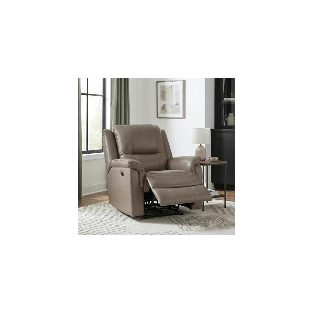 Top Grain Leather Match Power Reclining Chair, Brown