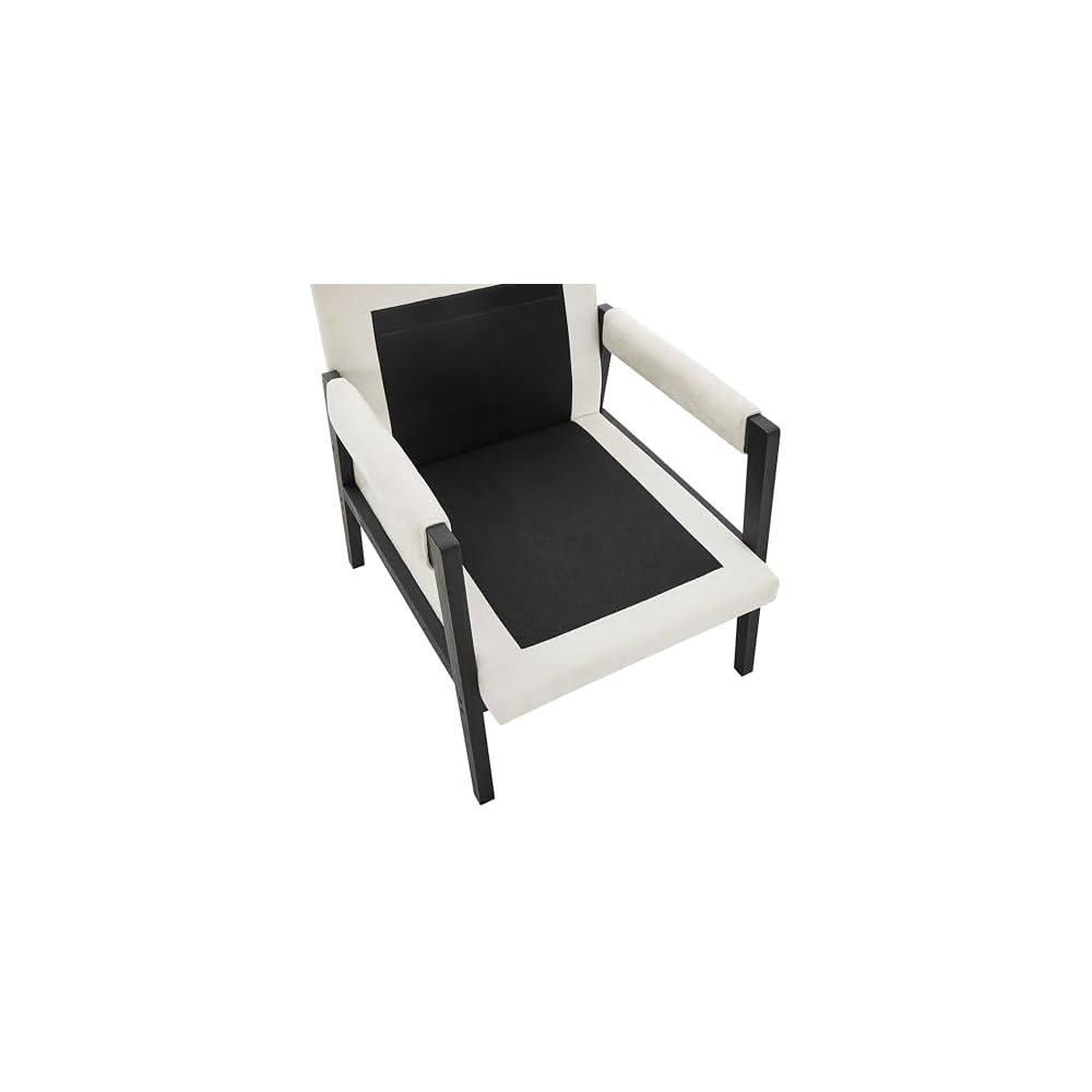 Kelly Mid-Century Modern Chenille Upholstered Accent Armchair, White
