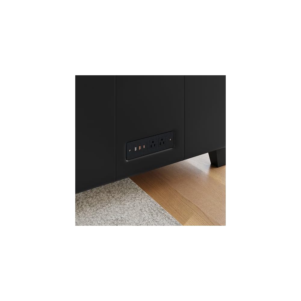 LeatherSoft Reception Loveseat with Charging Station, Black