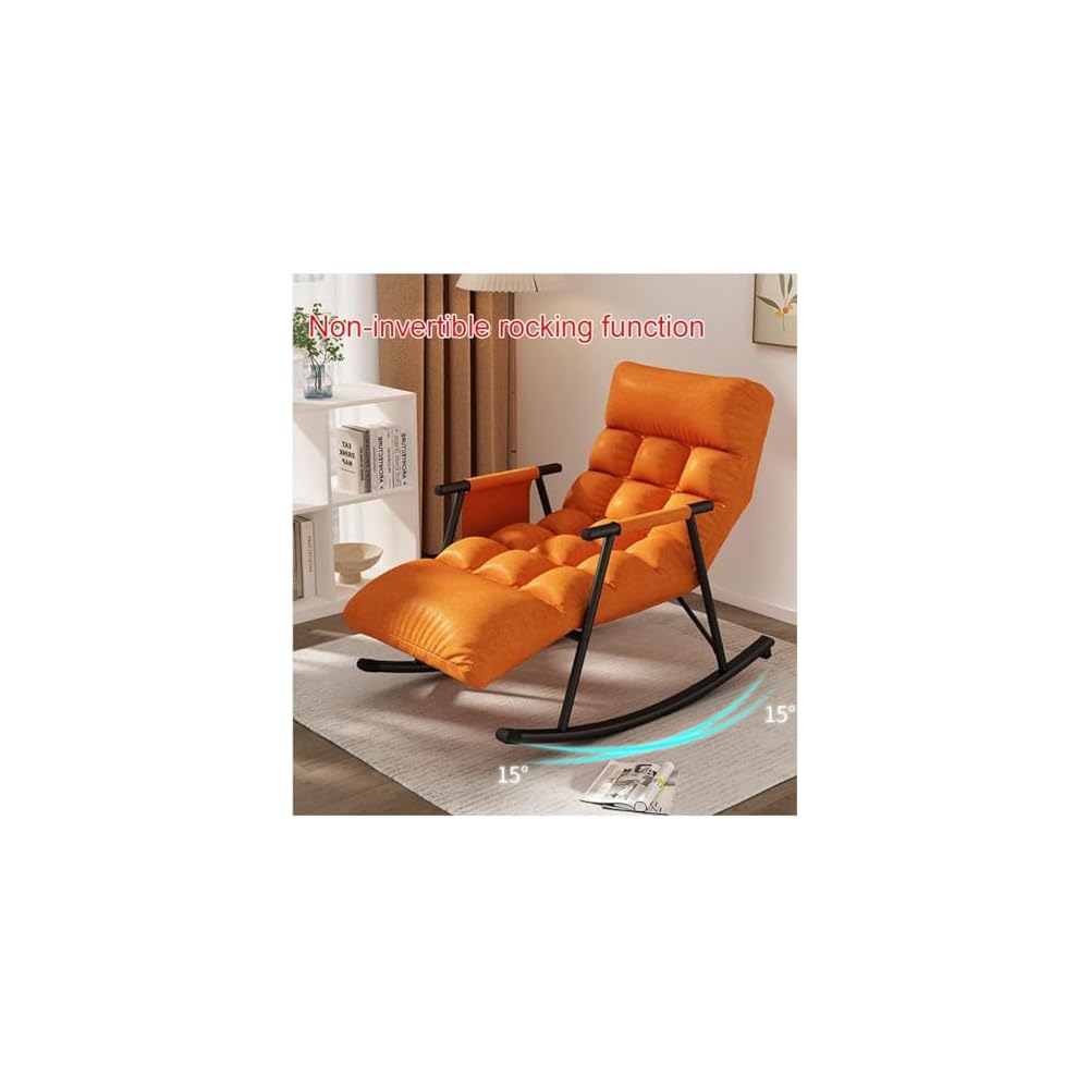 LSLYTQ Indoor Rocking Chair Adult Armchair Accent Chair Living Room Chairs Armchair Back Adjustable, Thick Padded and Metal Frame Leisure Sofa Rocking Chair