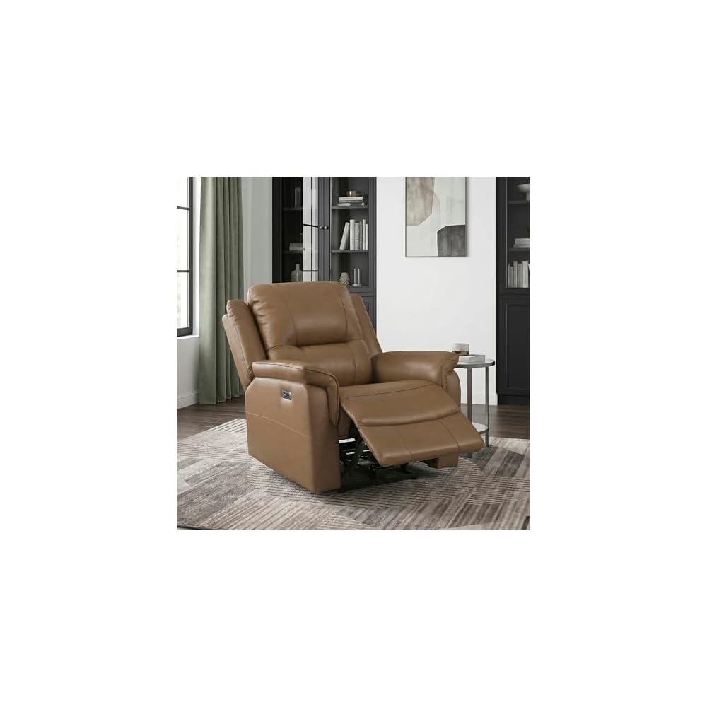 Top Grain Leather Match Power Reclining Chair, Brown