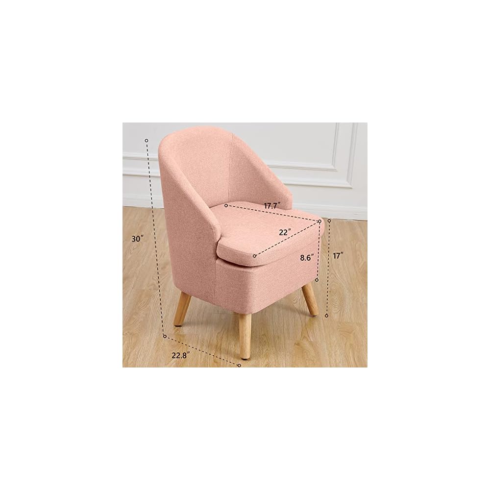 Accent Upholstered Club Cute Dirty Pink Tub Chairs with Barrel Style, Comfortable Round Side Sofa Chair Sitting Sofa Chair for Living Room Bedroom Small Spaces