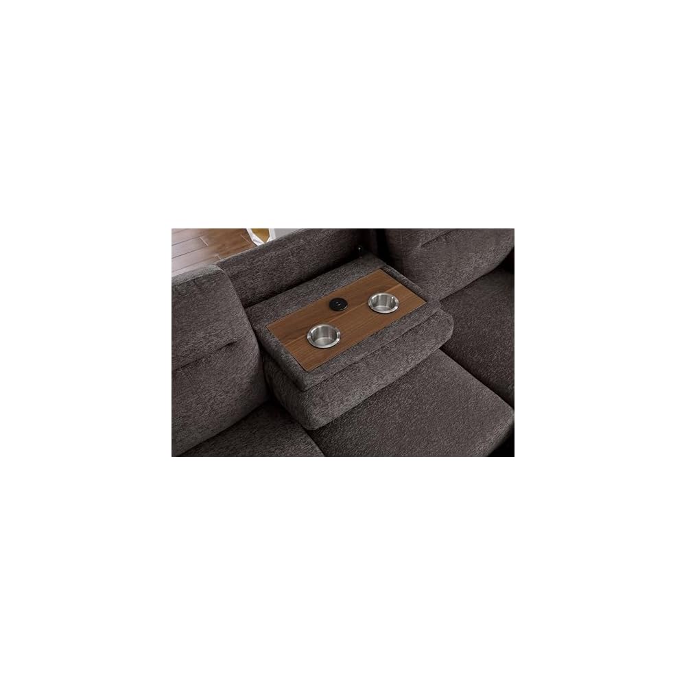 Kipling II 95" W Brown Chenille Fabric Sleeper Sectional Sofa