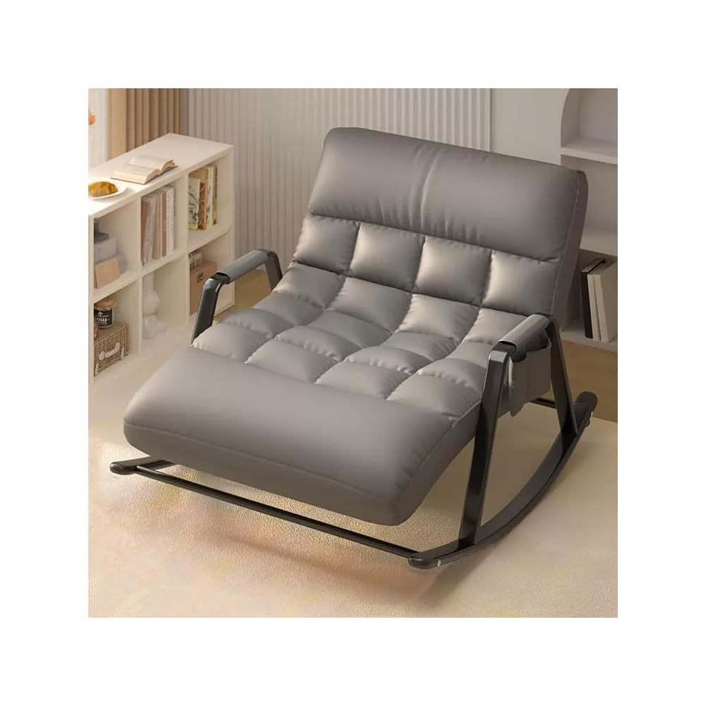 Upholstered Rocking Chair, Double Rocker Chair with Side Pocket, Modern Relaxing Chair with Backrest, Armchair with Foot Lever, Bearing Capacity 250KG, for Bedroom, Living Room (Color : Or