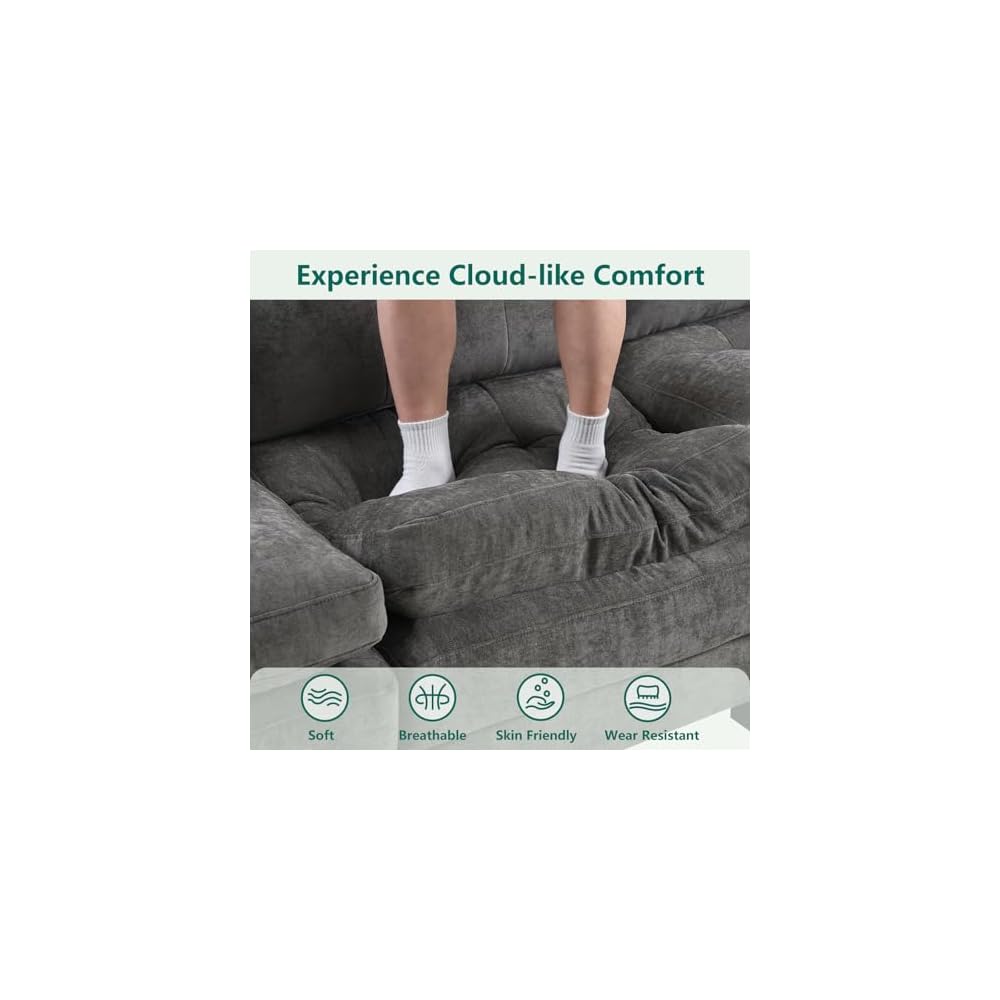 116.5" Modular Sectional Cloud Couch, U Shaped Tufted Sofa for Living Room