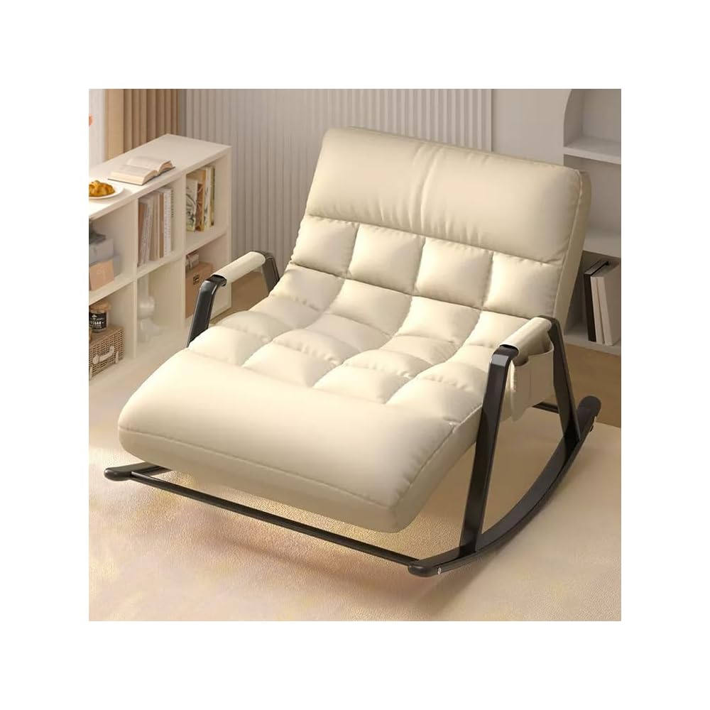 Upholstered Rocking Chair, Double Rocker Chair with Side Pocket, Modern Relaxing Chair with Backrest, Armchair with Foot Lever, Bearing Capacity 250KG, for Bedroom, Living Room (Color : Or