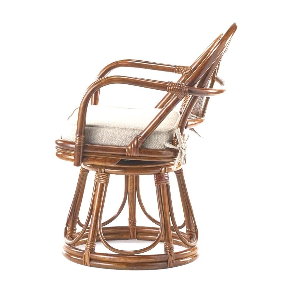 Otake Sangyo OT-407-1 Chair Swivel Rattan Rattan, Brown, 20.5 x 20.9 x 26.8 inches (52 x 53 x 68 cm), Rattan Chair High Type