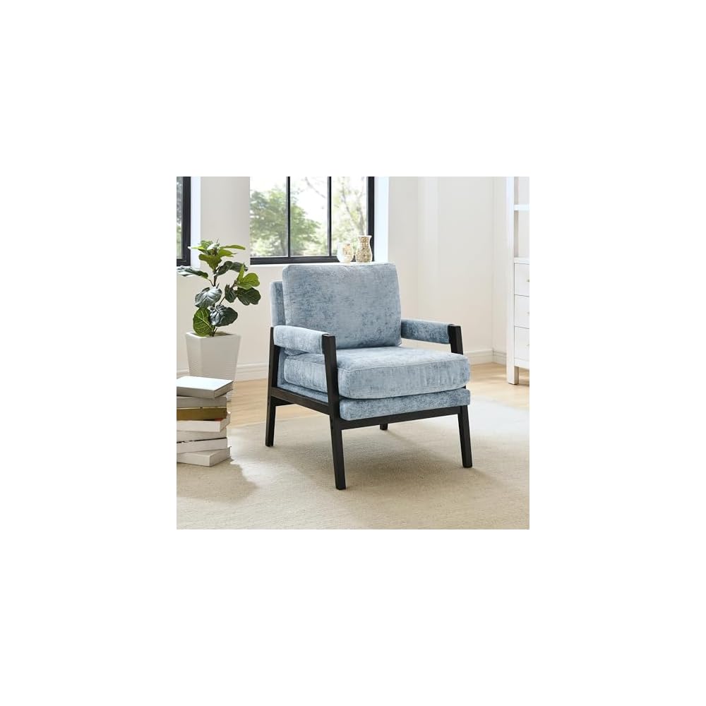 Kelly Mid-Century Modern Chenille Upholstered Accent Armchair, White
