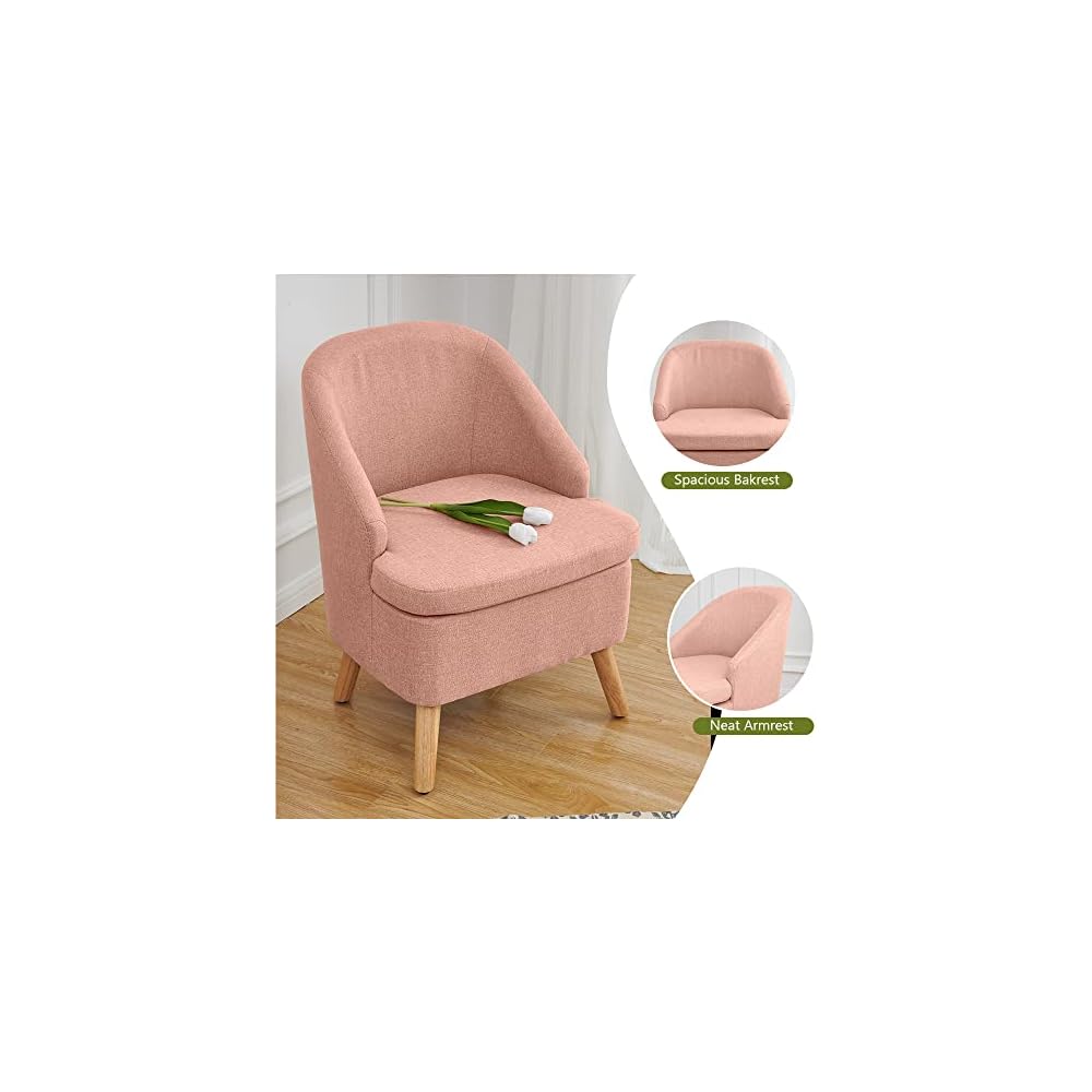 Accent Upholstered Club Cute Dirty Pink Tub Chairs with Barrel Style, Comfortable Round Side Sofa Chair Sitting Sofa Chair for Living Room Bedroom Small Spaces