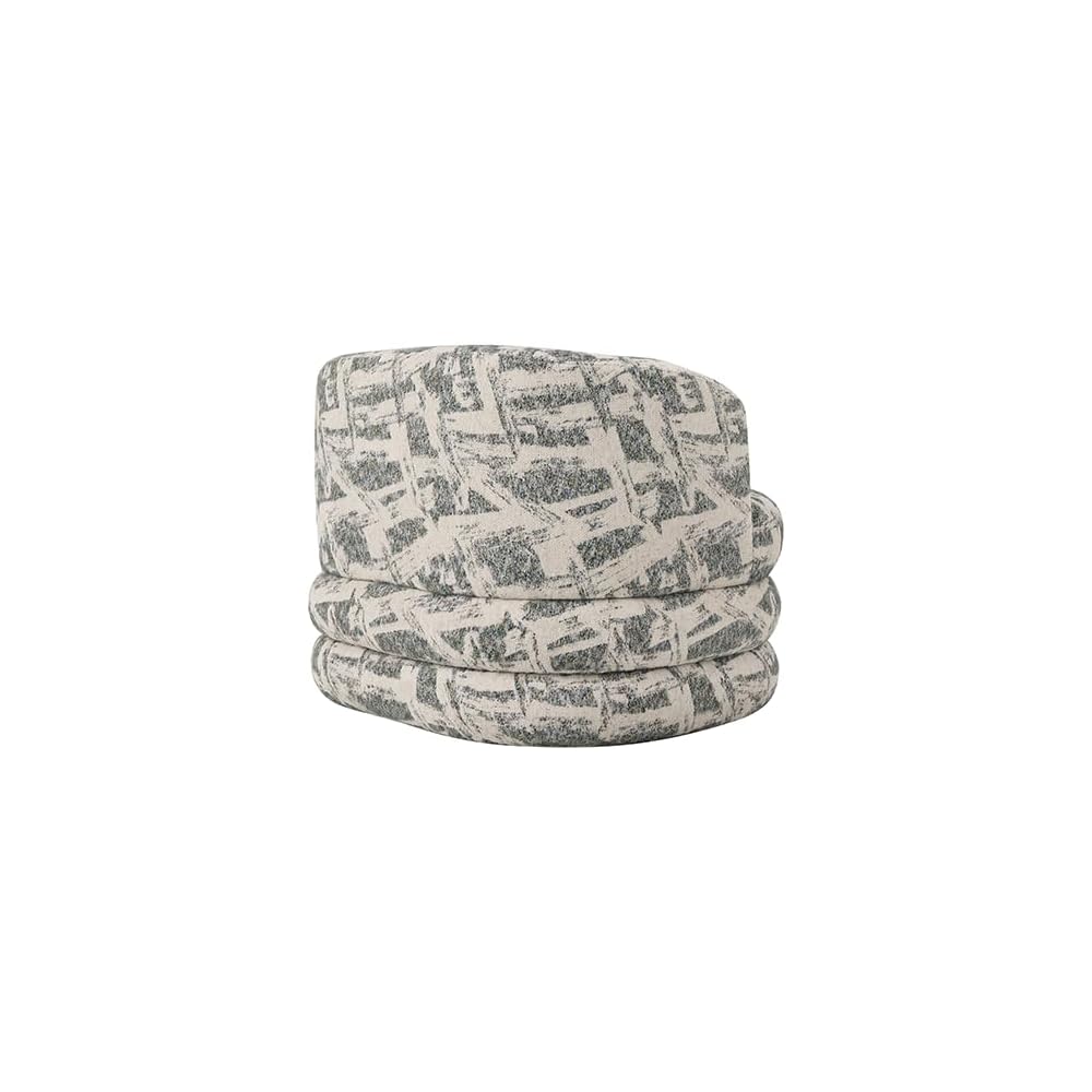 Printed Boucle Stacked Base Barrel Accent Chair Swivel Lounge Chair