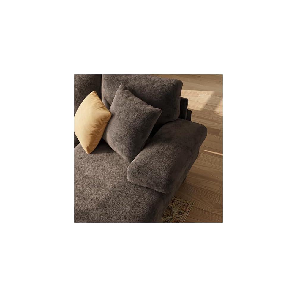 Sleeper Sofa with Pull Out Couch Bed | 112 Inch Couches for Living Room | U-Shaped Convertible Sofa Bed | Chenille Brown