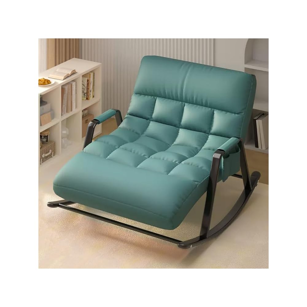 Upholstered Rocking Chair, Double Rocker Chair with Side Pocket, Modern Relaxing Chair with Backrest, Armchair with Foot Lever, Bearing Capacity 250KG, for Bedroom, Living Room (Color : Or