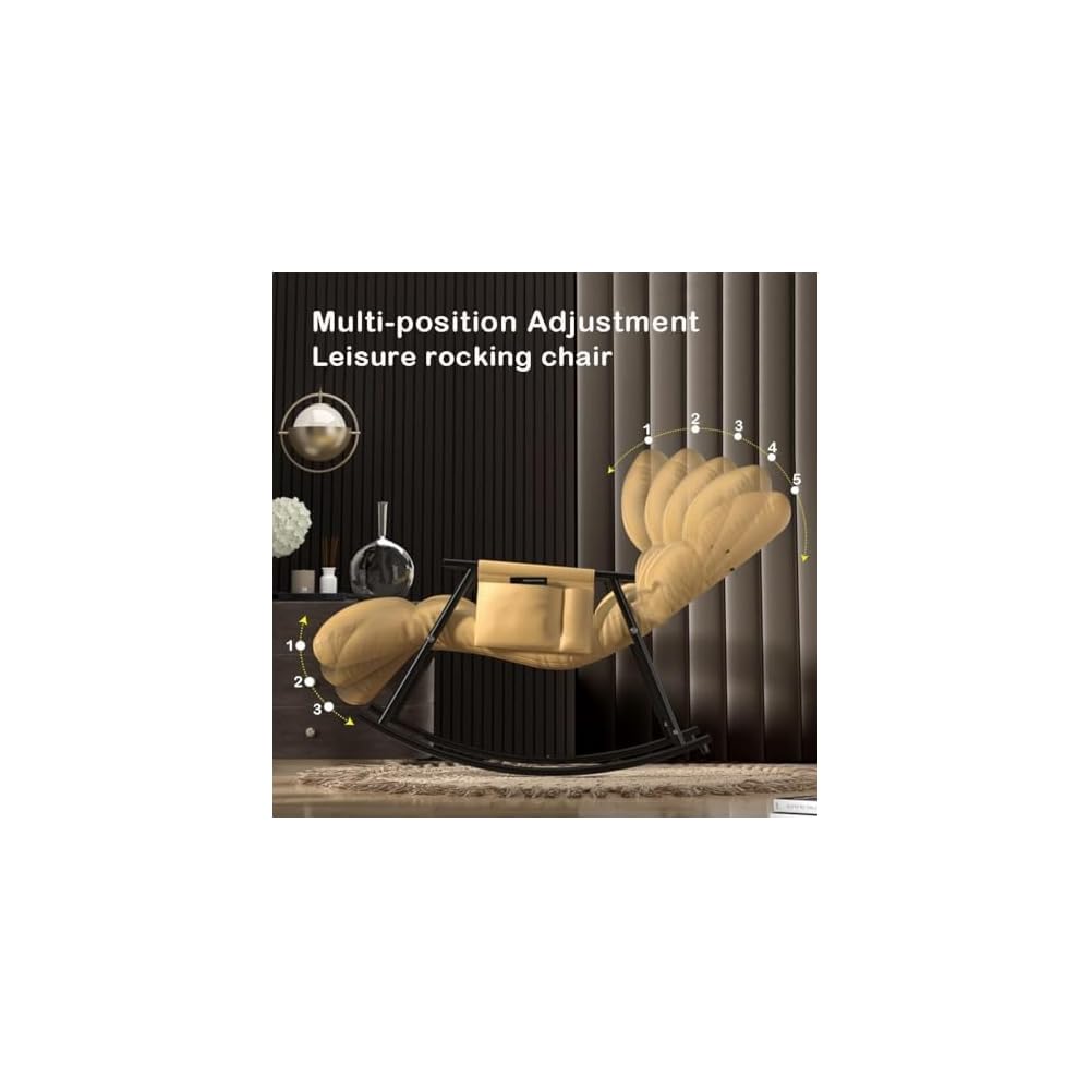 Modern Gray Rocking Chair, Reclining Armchair for Living Room & Bedroom, Soft Sleeper Lounge Chair, Comfortable Reading Chair, Stylish Furniture for Home Decor