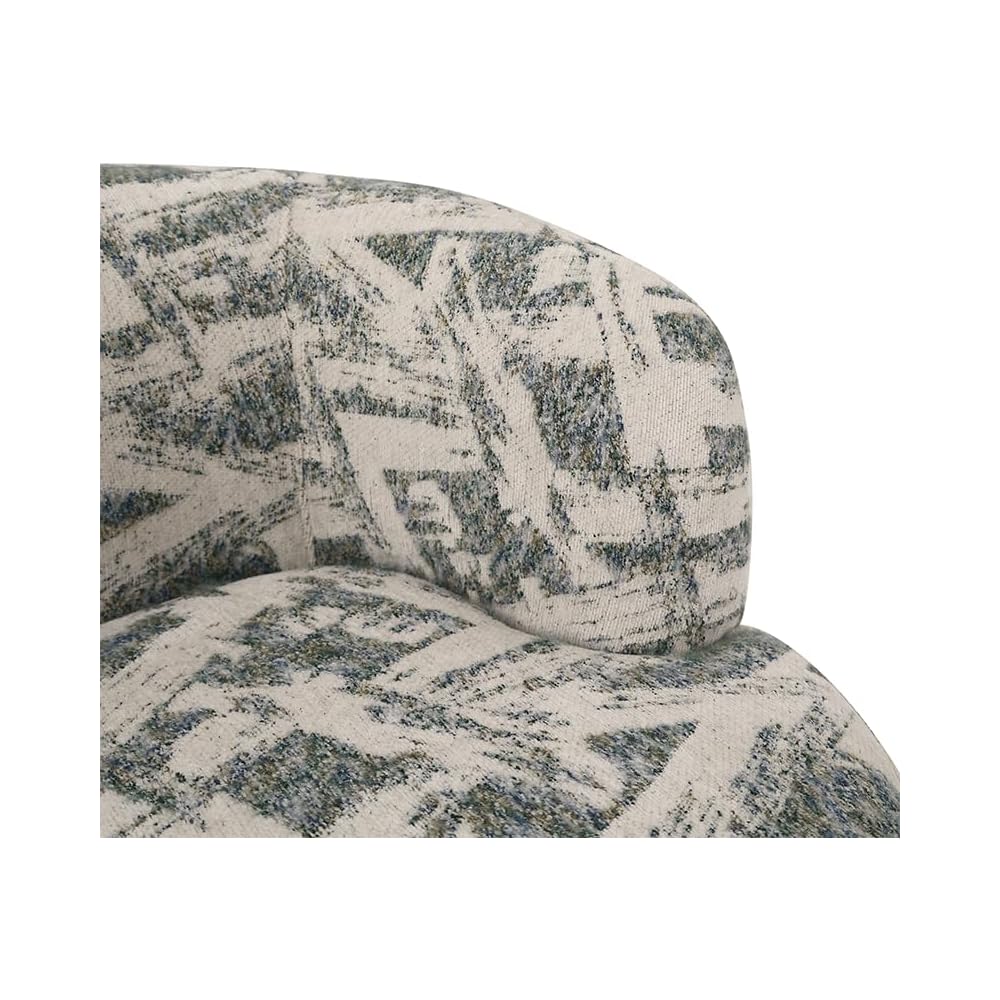 Printed Boucle Stacked Base Barrel Accent Chair Swivel Lounge Chair
