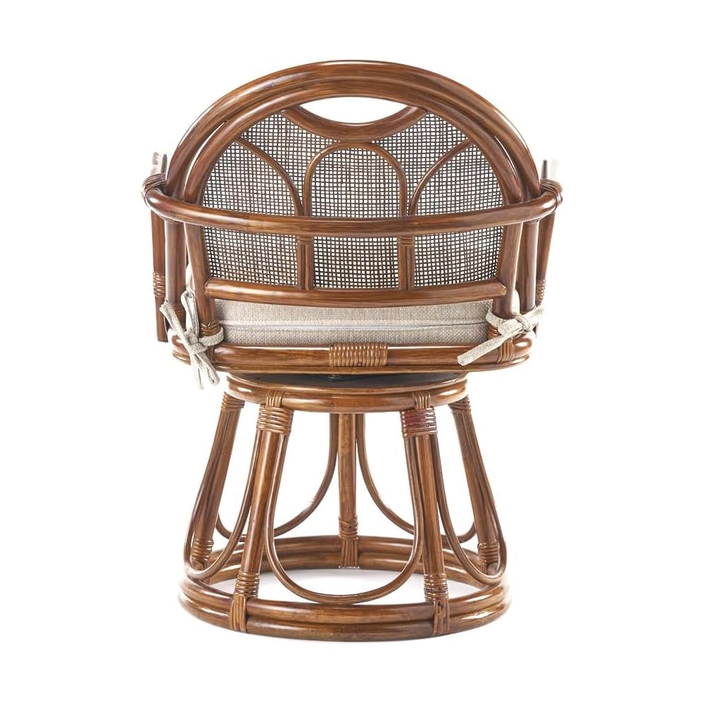 Otake Sangyo OT-407-1 Chair Swivel Rattan Rattan, Brown, 20.5 x 20.9 x 26.8 inches (52 x 53 x 68 cm), Rattan Chair High Type