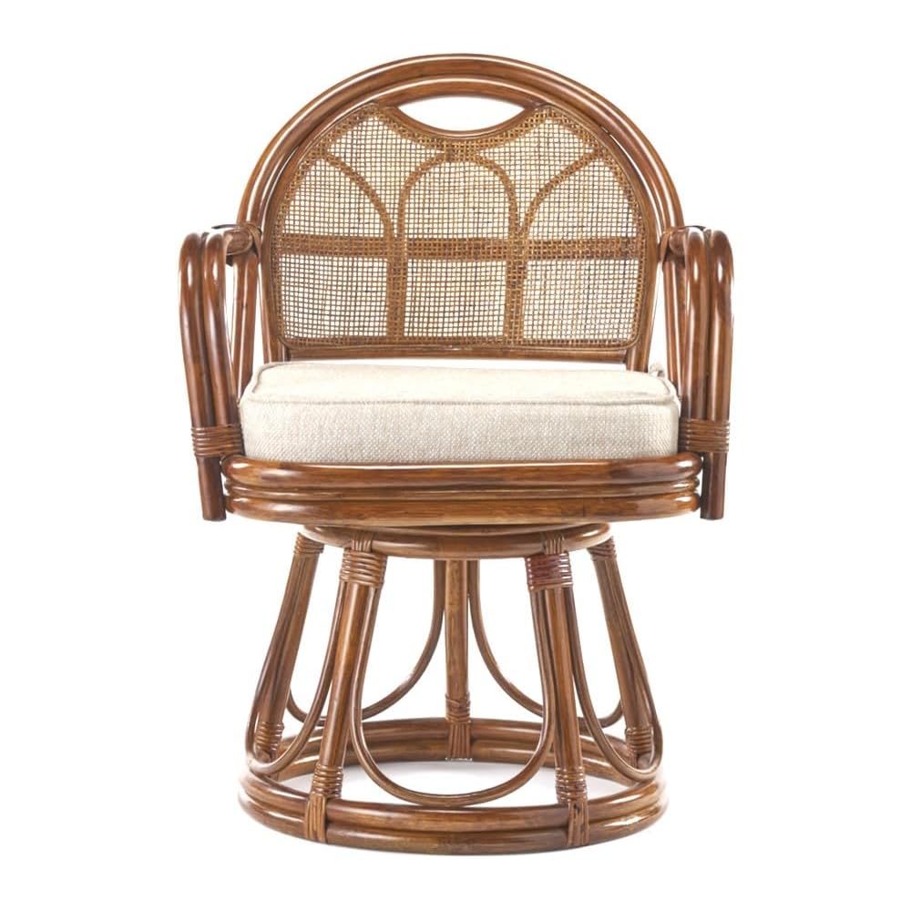 Otake Sangyo OT-407-1 Chair Swivel Rattan Rattan, Brown, 20.5 x 20.9 x 26.8 inches (52 x 53 x 68 cm), Rattan Chair High Type