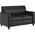 LeatherSoft Reception Loveseat with Charging Station, Black