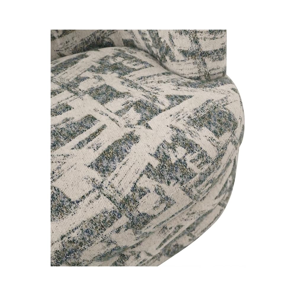 Printed Boucle Stacked Base Barrel Accent Chair Swivel Lounge Chair