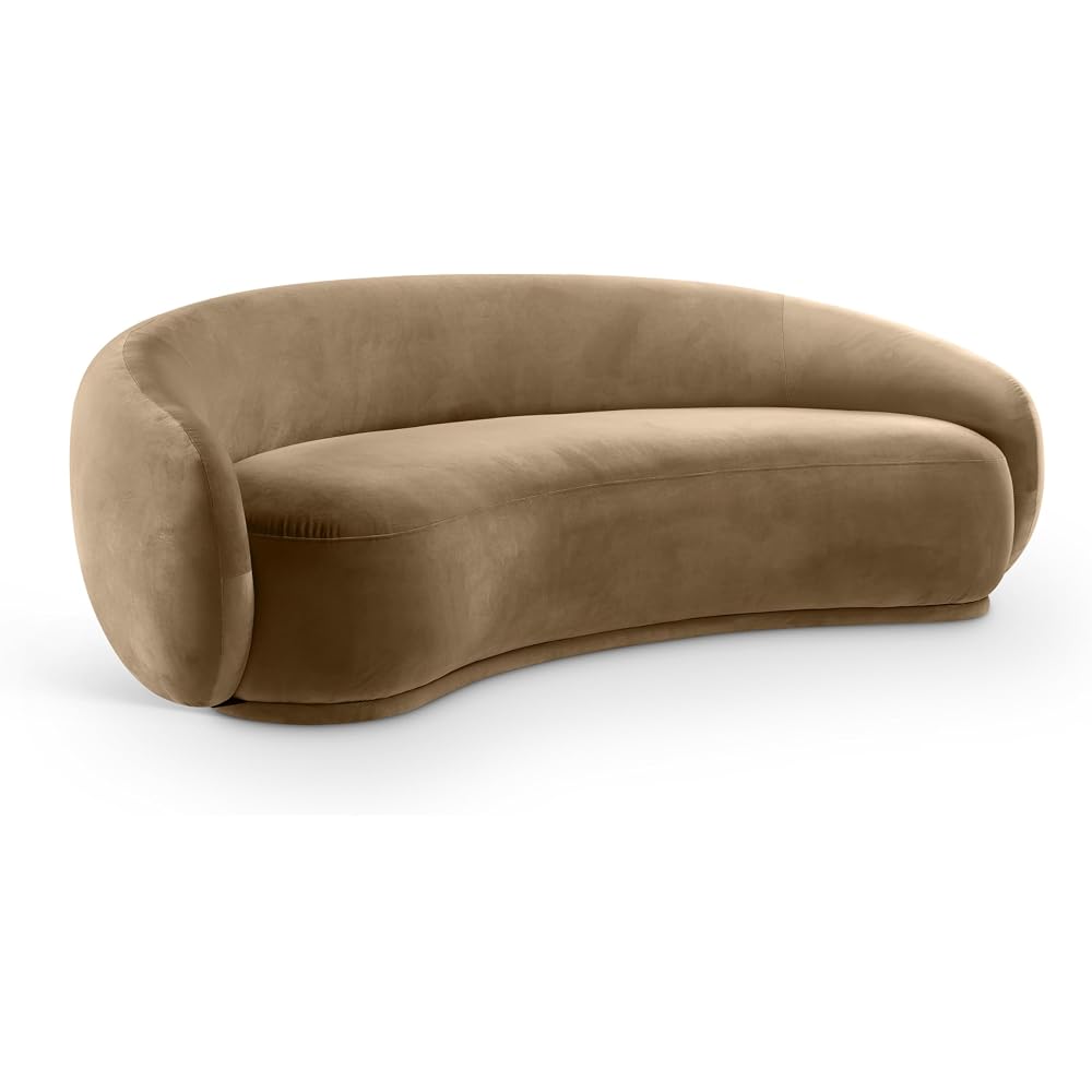 44044Beige-S Emery Collection Modern | Contemporary Sofa with Ultra Luxe Beige 460 GSM Velvet, Solid Eucalyptus Wood Inner Frame, 93" W x 45.5" D x 31" H, Beige