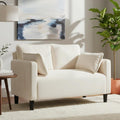 Beige Loveseats for Small Spaces, 48 Inch Corduroy Couch with Side Pocket, Modern 2 Seater Sofa Couch for Small Apartment, Bedroom & Home Office, High Rebound Sponge, Easy Assembly