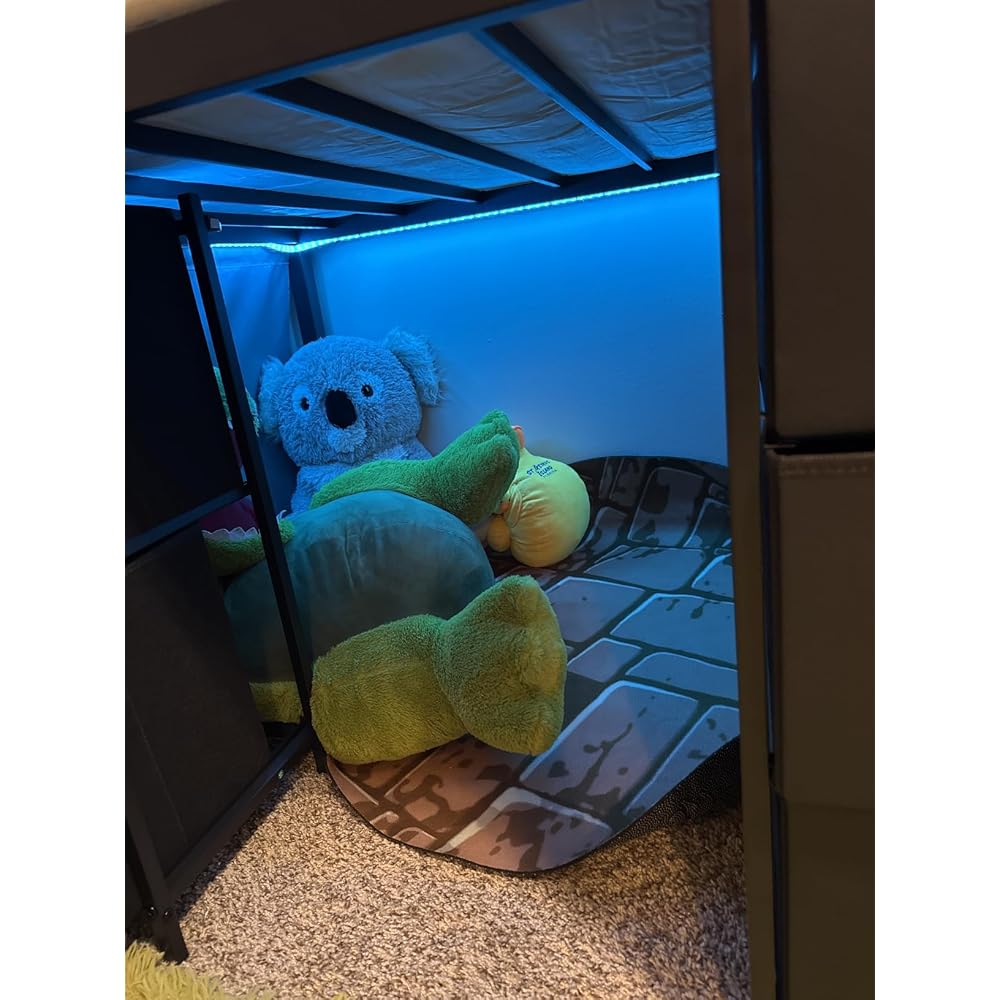 Kids Low Loft Bed Twin Size with Stairs, 7 Drawers, Bookcase,Black
