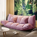 Tight Back Floor Sofa Bed With 2 Pillows - Modern Convertible Sleeper, Fabric Lazy Couch for Living Room Bedroom - Gaming Sofa (Pink, 63" L x 41" W x 20" H)